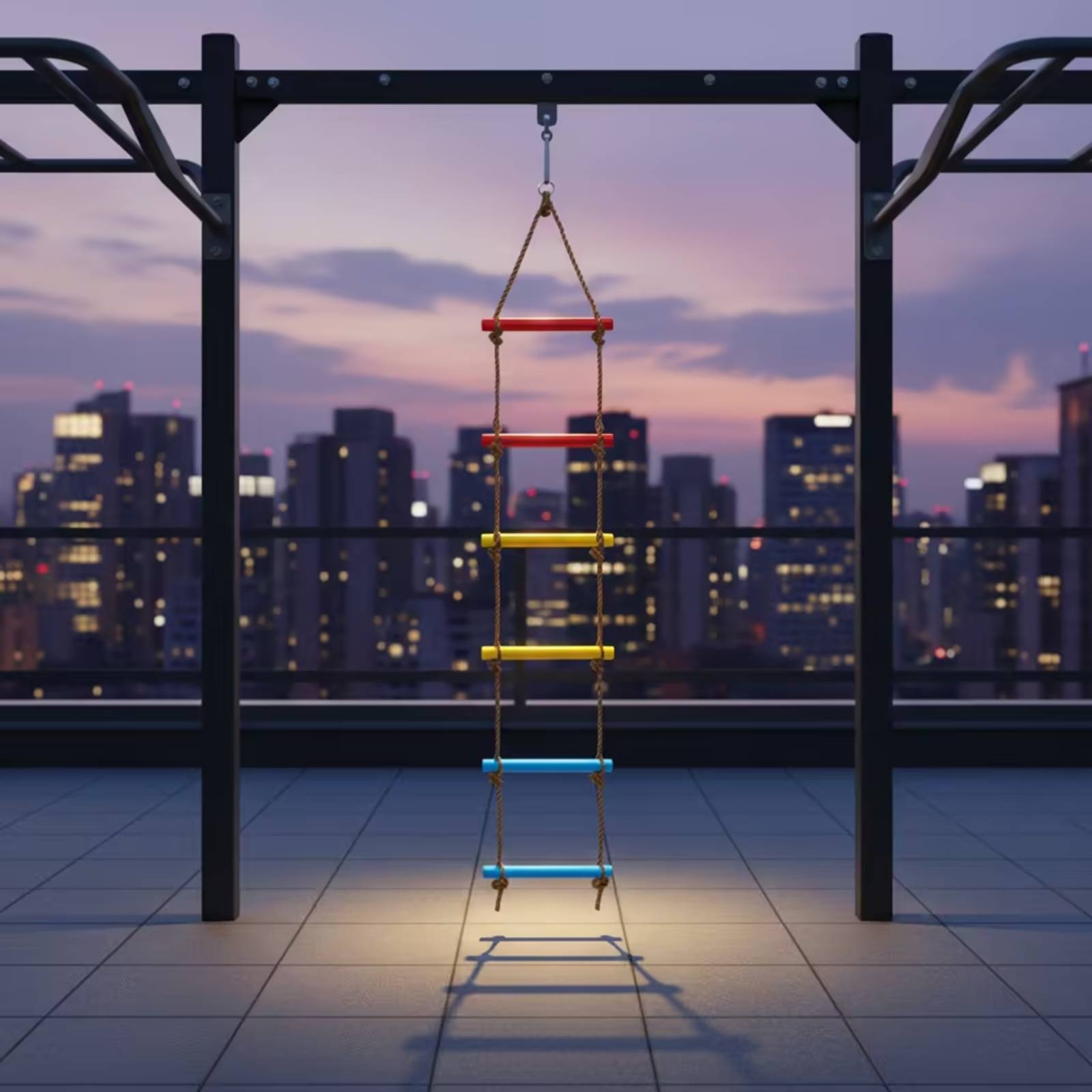 Rope Climb - プラスチック製の段付きクライミングロープラダー、ささくれなし、子供用ロープラダー、編み込みヘビーデューティー、幼児向け、裏庭用