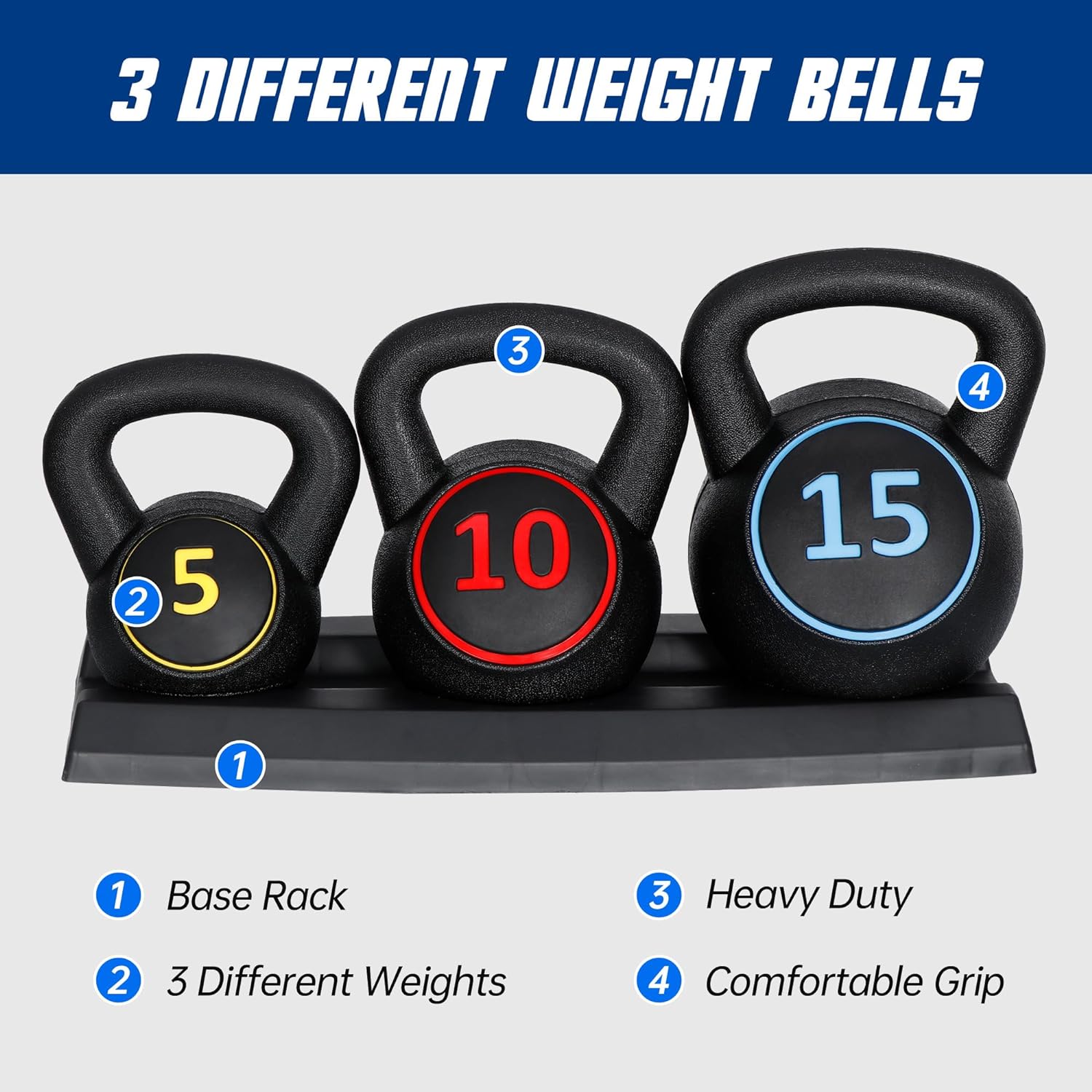 Kettlebell - IUNNDS卸売 5kg 10kg 15kg HDPE＆コンクリート製 ユニバーサルワークアウトフィットネスウェイト競技用ケトルベル