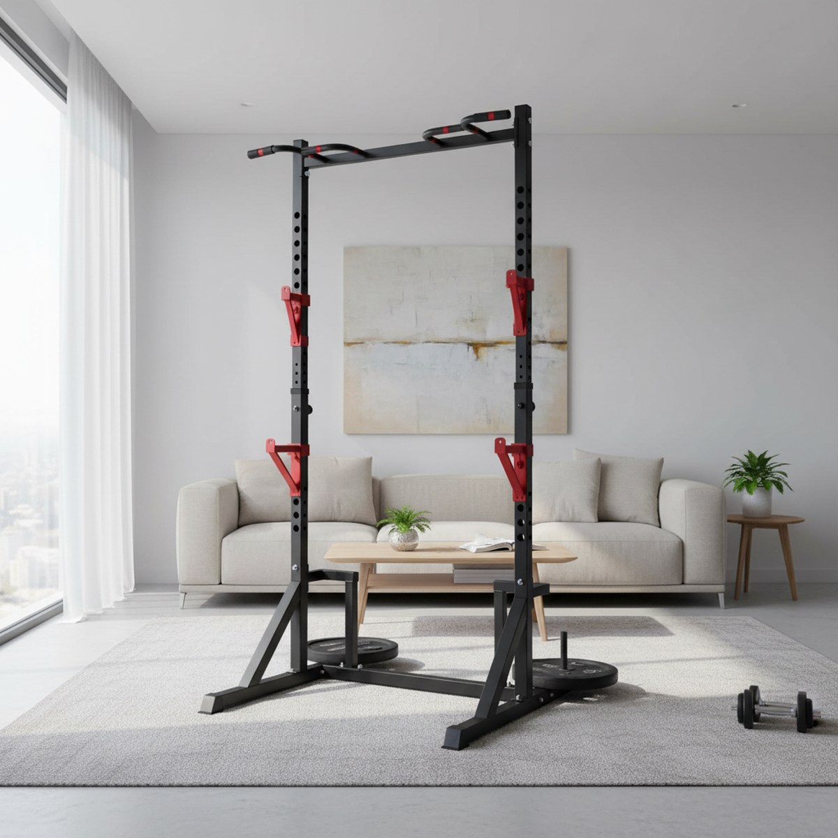 調整可能なパワーラック、懸垂バー付きホームジムスクワットスタ - Pull Up Bar のレビューと価格