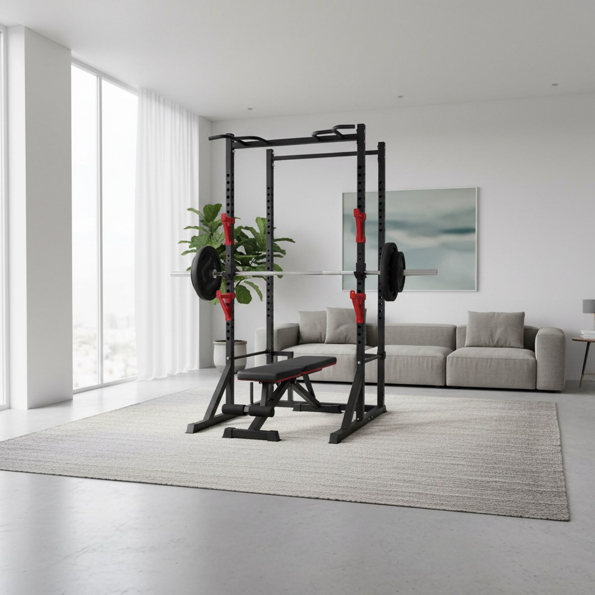 調整可能なパワーラック、懸垂バー付きホームジムスクワットスタ - Pull Up Bar のレビューと価格