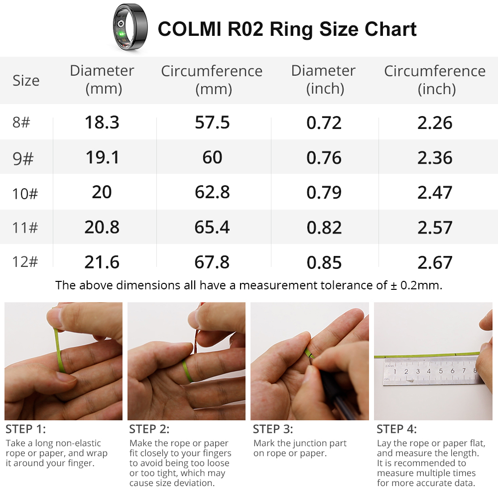 Colmi r02スマートリング、チタンスチールシェル、健康 - Gymnastic Ring のレビューと価格