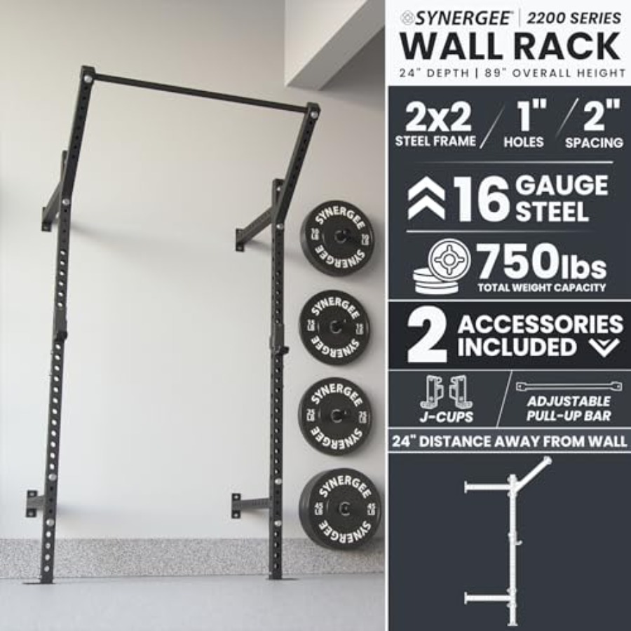 家庭用ジム向け壁掛けスクワットラック、スチール製、黒仕上げ、 - Pull Up Bar のレビューと価格