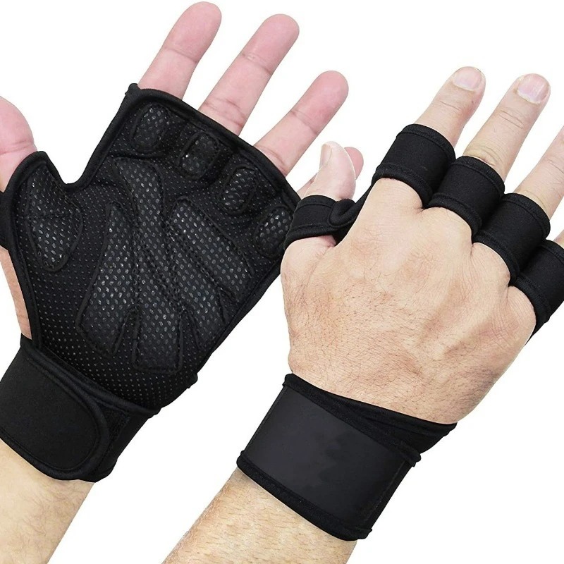 男性女性用ハーフフィンガーフィットネスグローブ厚いシリコン滑 - Weightlifting Gloves のレビューと価格