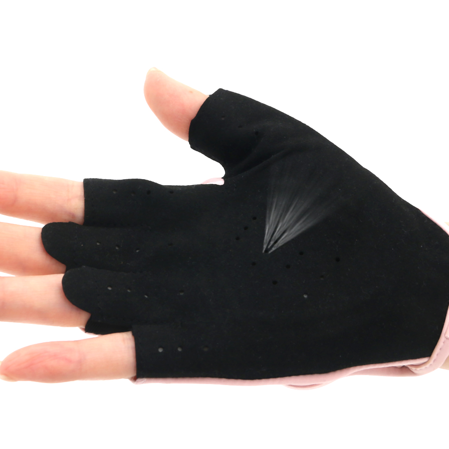 女性用ピンクハーフフィンガーフィットネスグローブ滑り止め通気 - Weightlifting Gloves のレビューと価格