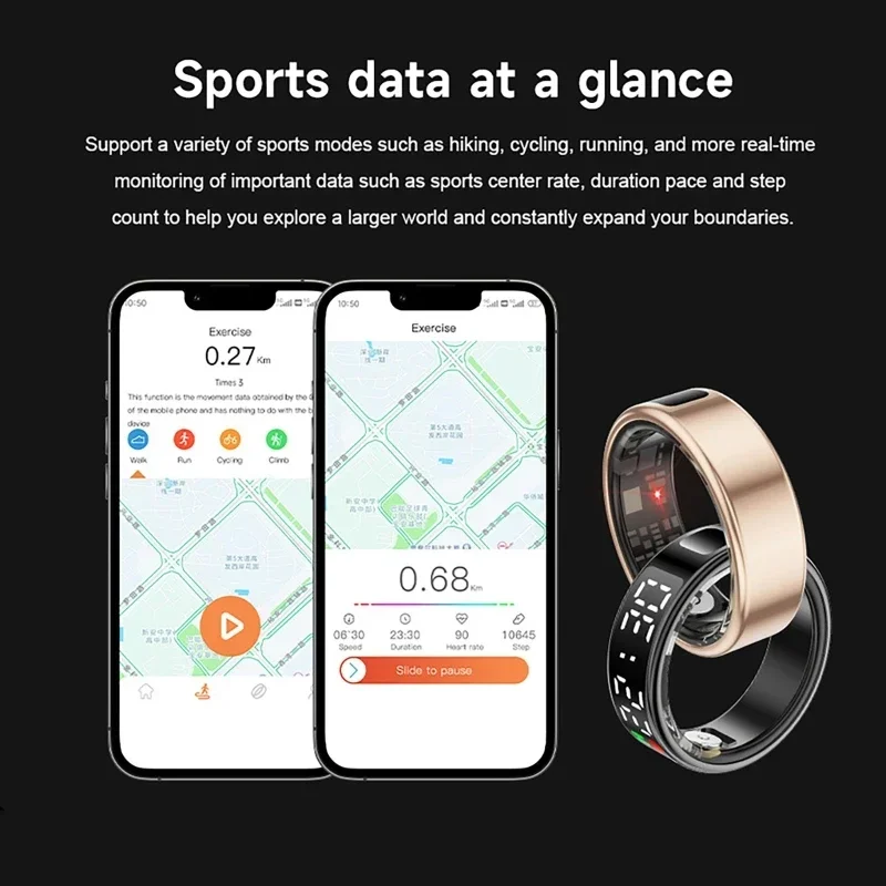 男性と女性のためのインテリジェントリング,心拍数と血中酸素の - Gymnastic Ring のレビューと価格